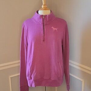 PINK VICTORIA'S SECRET Love Pink Graphic Quarter Zip Active‎ Mock Sweatshirt L
